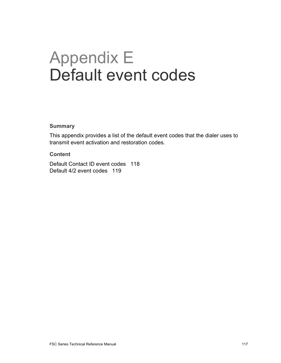 Appendix e default event codes | Edwards Signaling FSC Series User Manual | Page 125 / 132