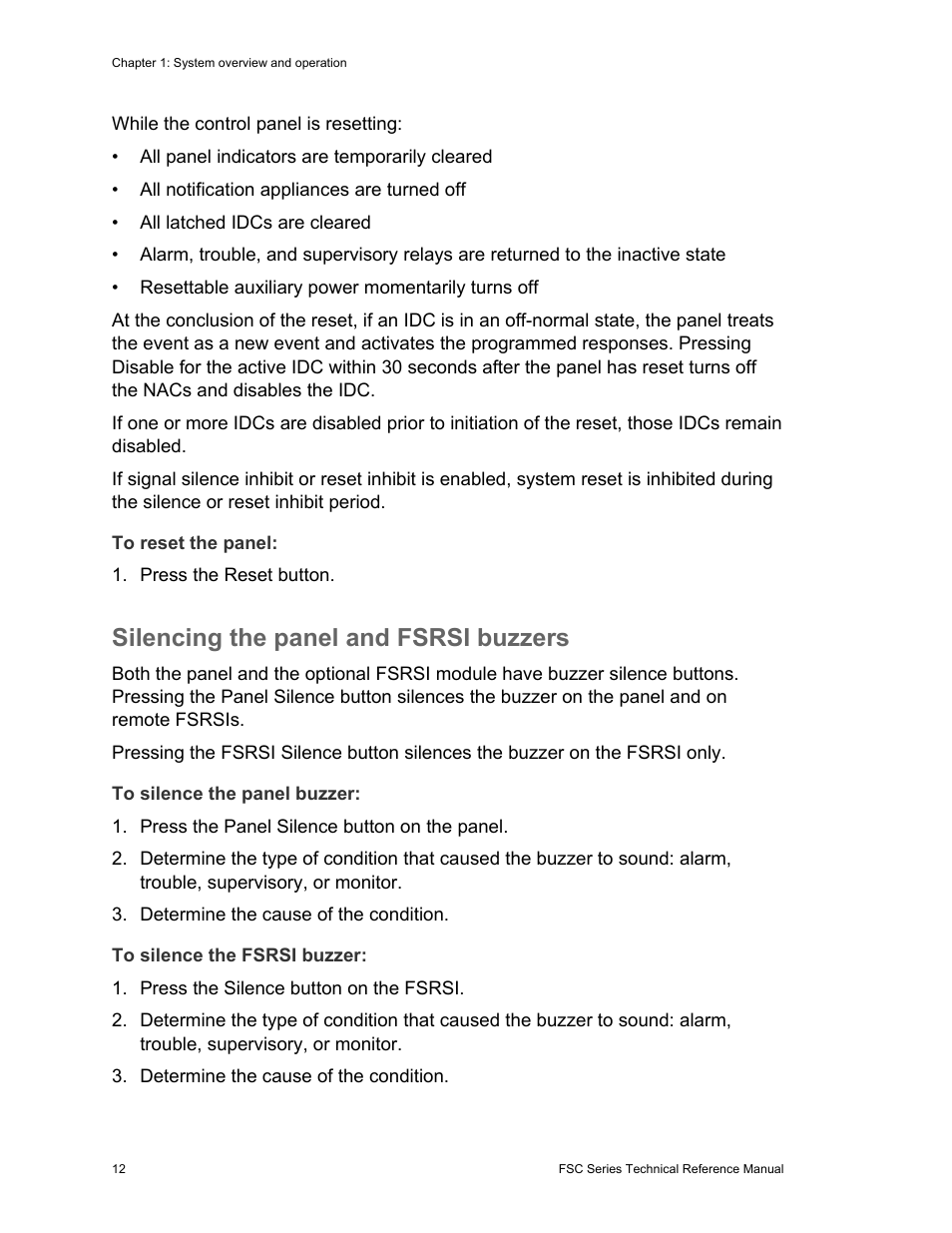 Silencing the panel and fsrsi buzzers | Edwards Signaling FSC Series User Manual | Page 20 / 132