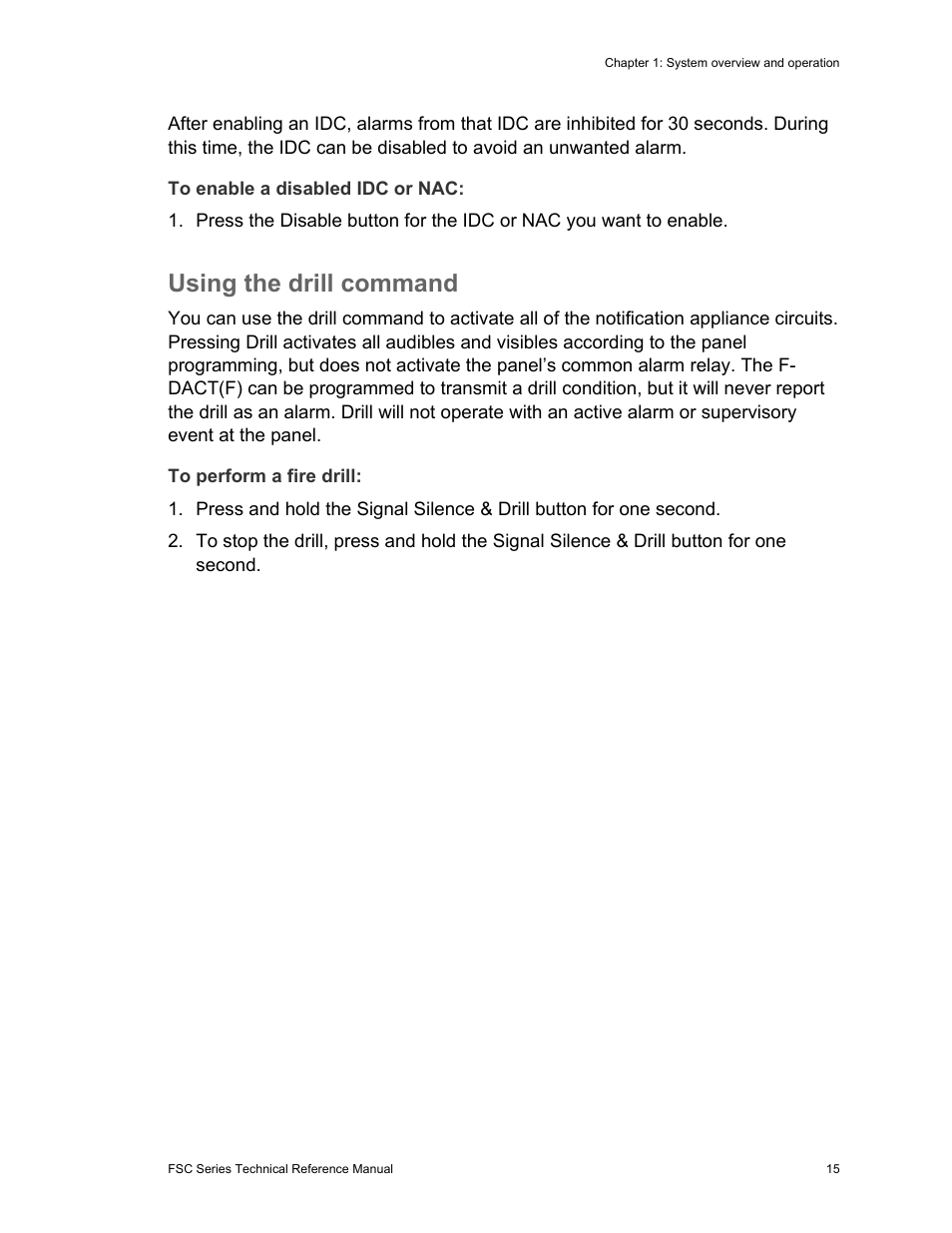 Using the drill command | Edwards Signaling FSC Series User Manual | Page 23 / 132