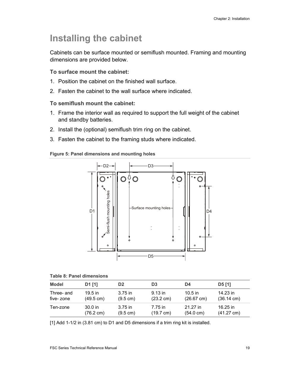 Installing the cabinet | Edwards Signaling FSC Series User Manual | Page 27 / 132