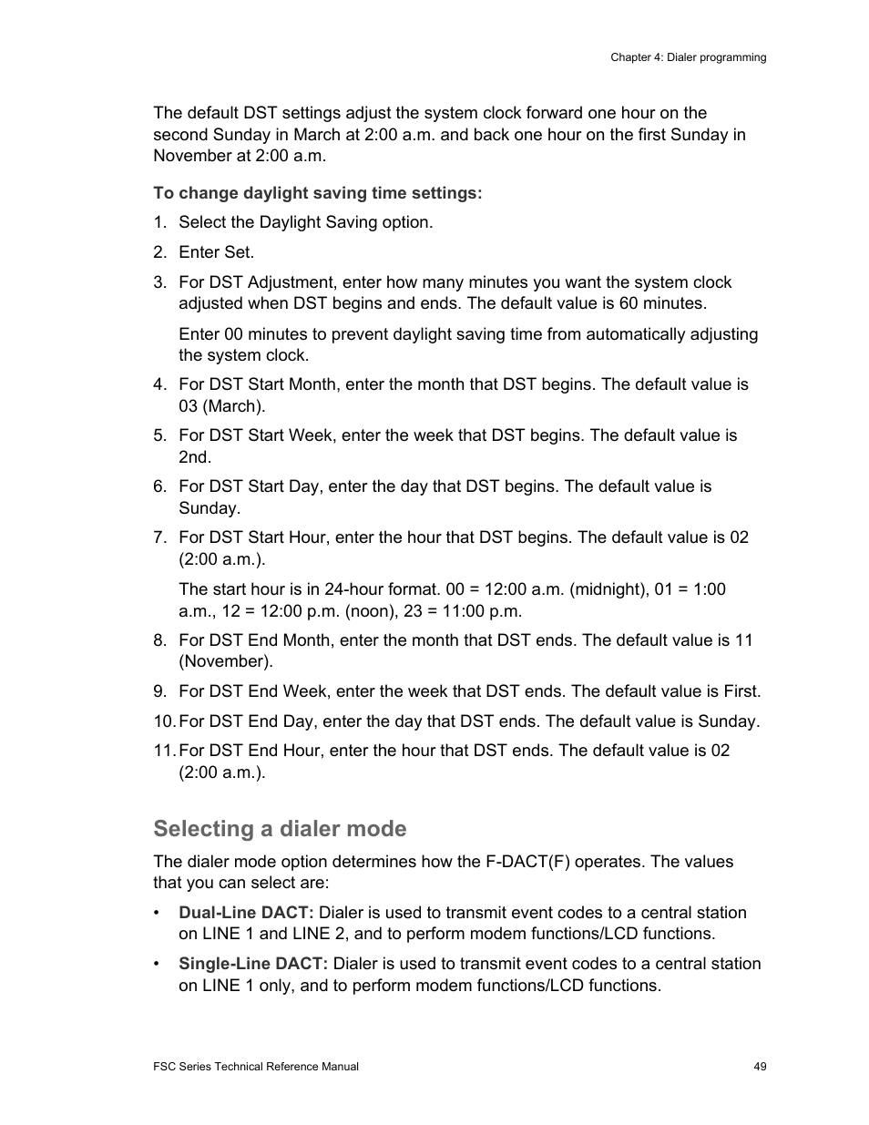 Selecting a dialer mode | Edwards Signaling FSC Series User Manual | Page 57 / 132