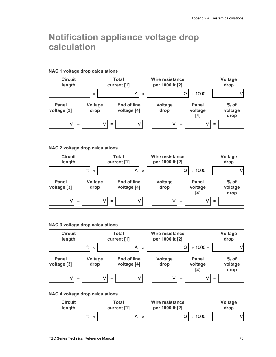 Notification appliance voltage drop calculation | Edwards Signaling FSC Series User Manual | Page 81 / 132