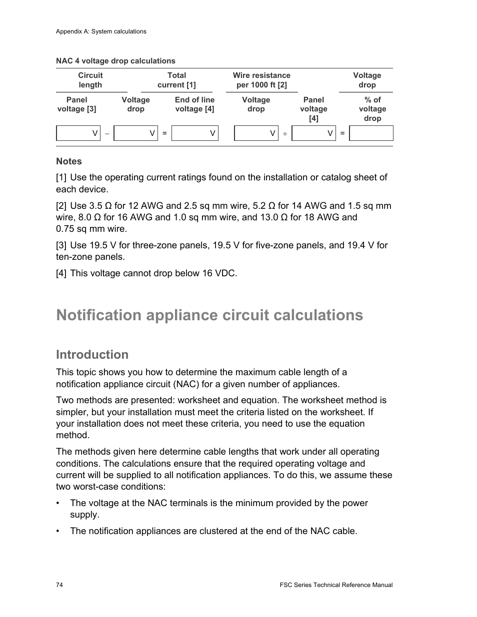 Notification appliance circuit calculations, Introduction | Edwards Signaling FSC Series User Manual | Page 82 / 132