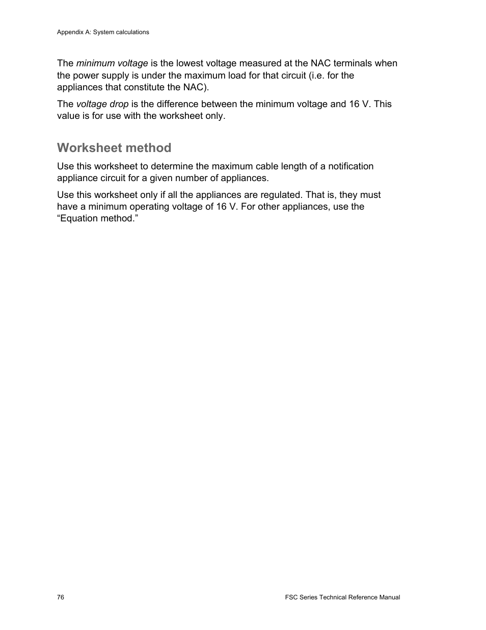 Worksheet method | Edwards Signaling FSC Series User Manual | Page 84 / 132