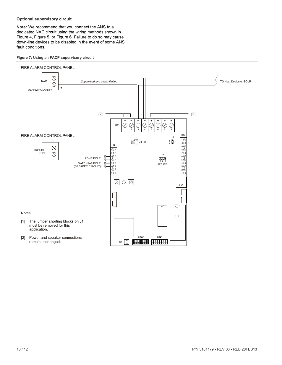 Optional supervisory circuit | Edwards Signaling ANS Audio Notification System User Manual | Page 10 / 12