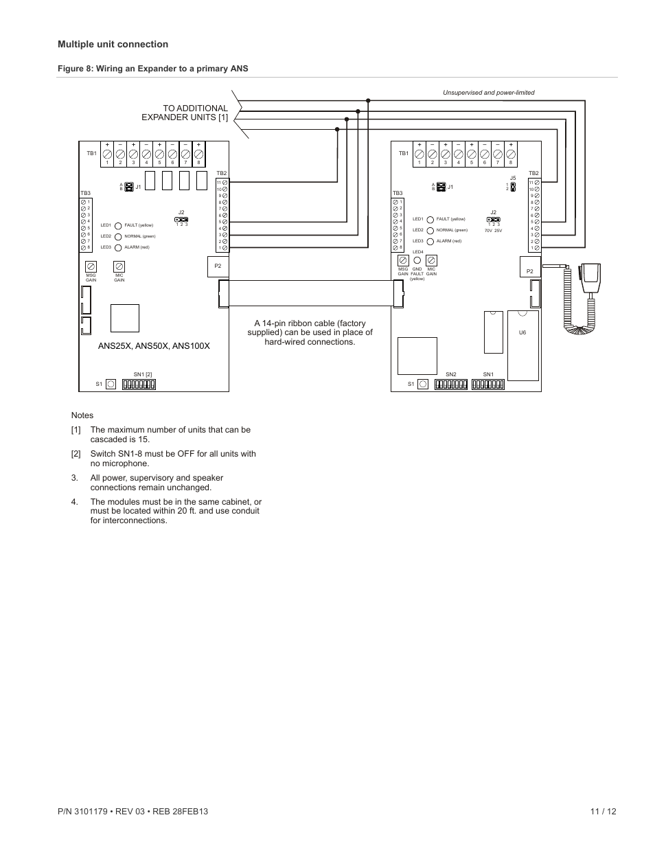 Multiple unit connection, Figure 8: wiring an expander to a primary ans | Edwards Signaling ANS Audio Notification System User Manual | Page 11 / 12