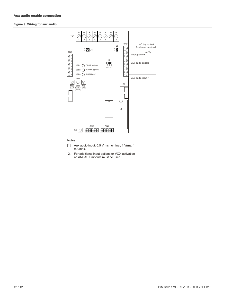 Aux audio enable connection | Edwards Signaling ANS Audio Notification System User Manual | Page 12 / 12