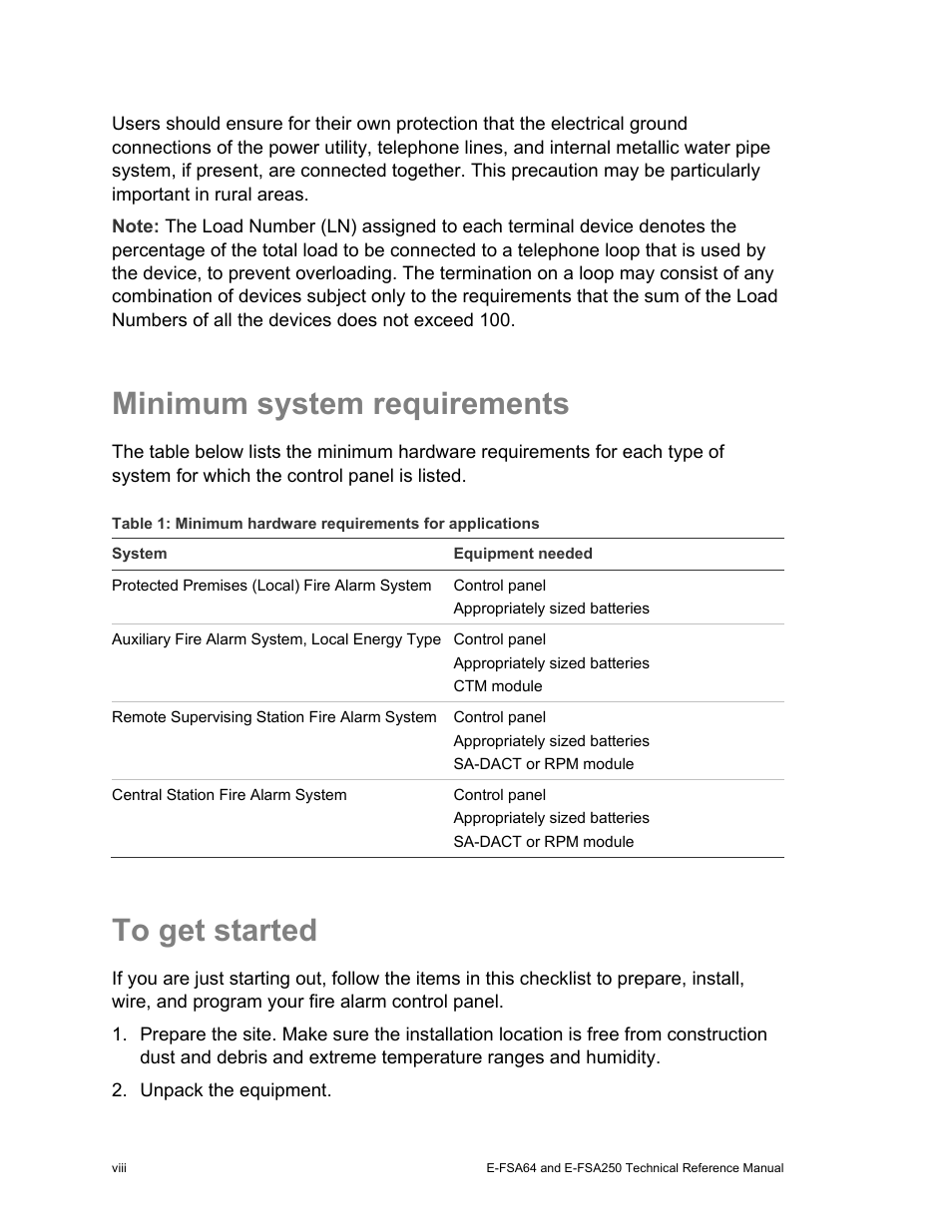 Minimum system requirements | Edwards Signaling eFSA250 User Manual | Page 10 / 288