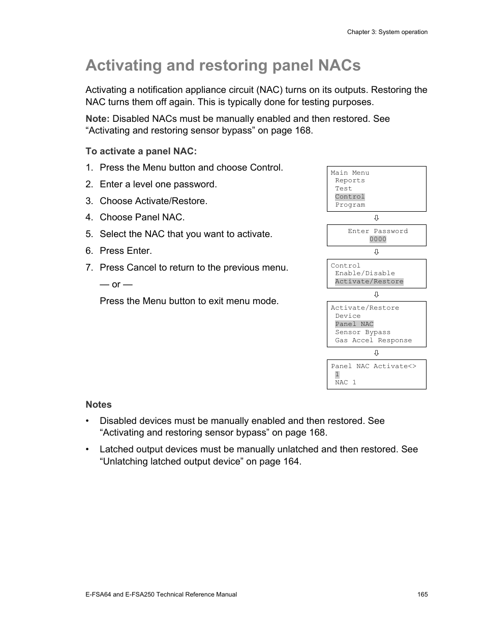 Activating and restoring panel nacs | Edwards Signaling eFSA250 User Manual | Page 177 / 288