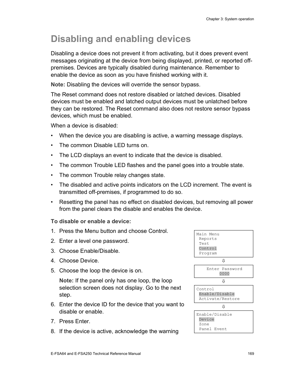 Disabling and enabling devices | Edwards Signaling eFSA250 User Manual | Page 181 / 288