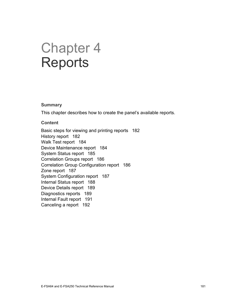 Chapter 4 reports | Edwards Signaling eFSA250 User Manual | Page 193 / 288