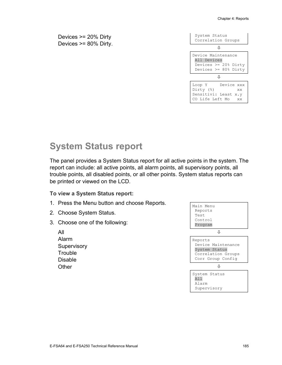 System status report | Edwards Signaling eFSA250 User Manual | Page 197 / 288