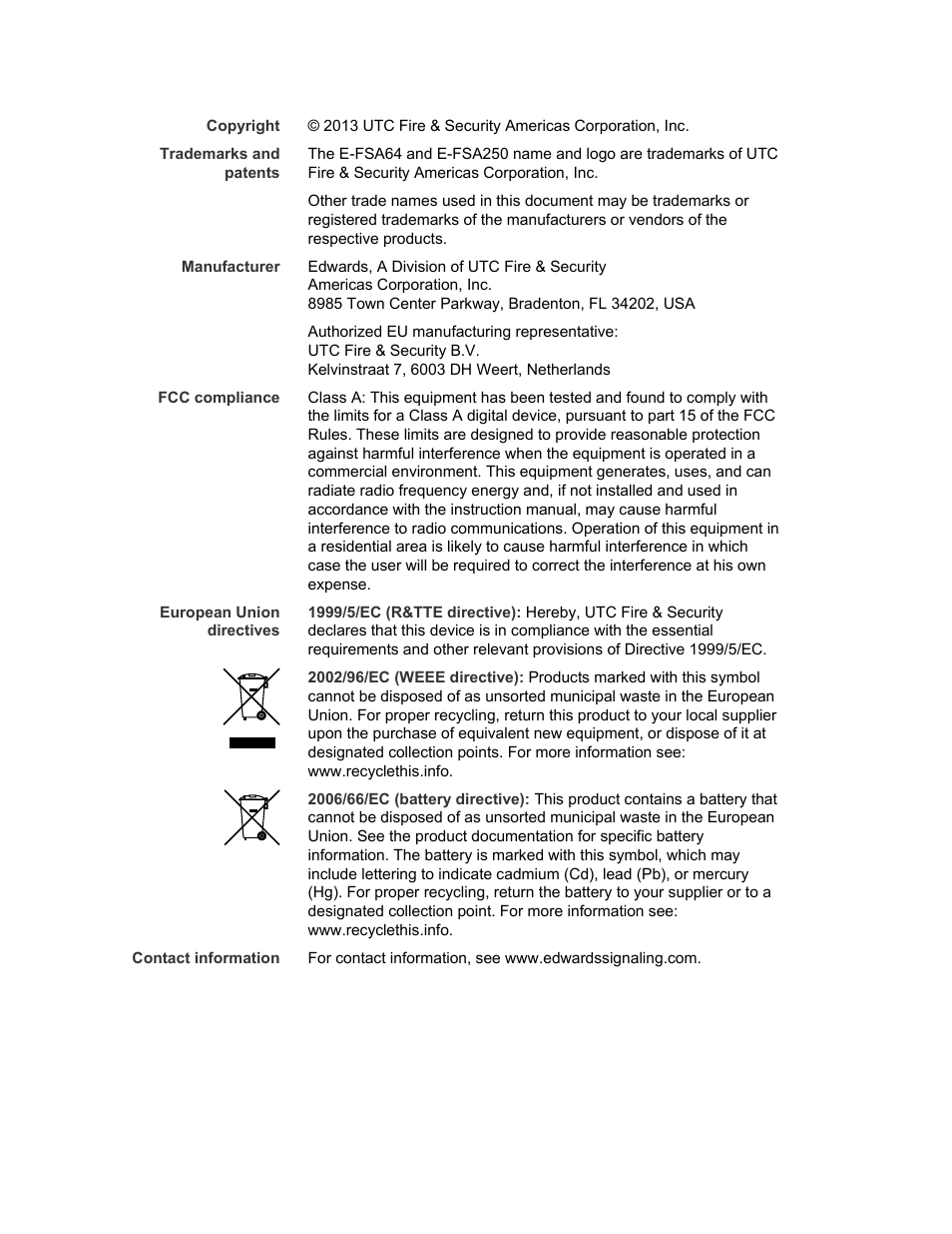 Edwards Signaling eFSA250 User Manual | Page 2 / 288