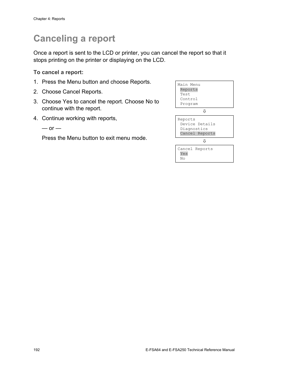Canceling a report | Edwards Signaling eFSA250 User Manual | Page 204 / 288