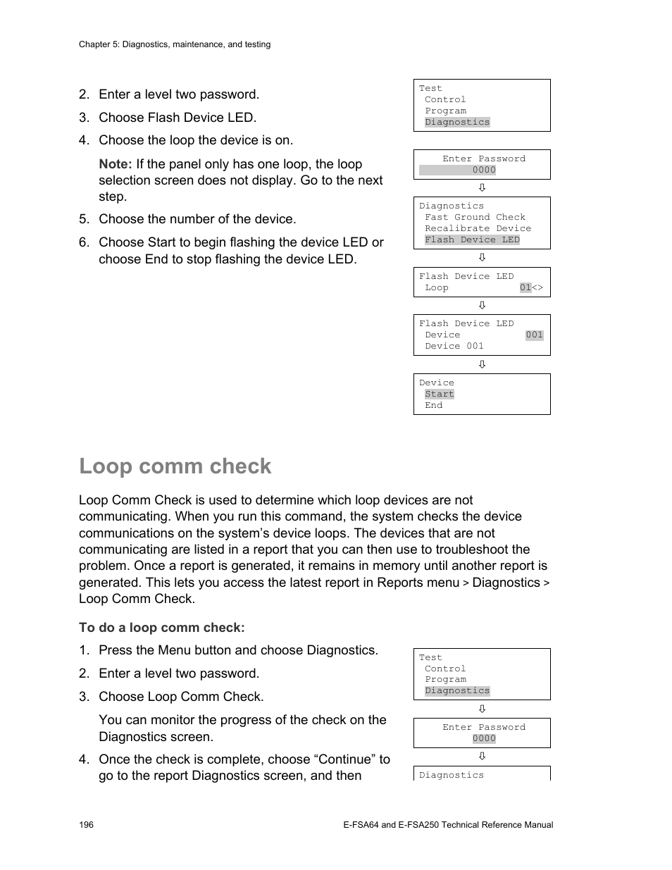 Loop comm check | Edwards Signaling eFSA250 User Manual | Page 208 / 288