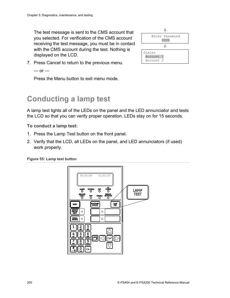 Conducting a lamp test | Edwards Signaling eFSA250 User Manual | Page 212 / 288