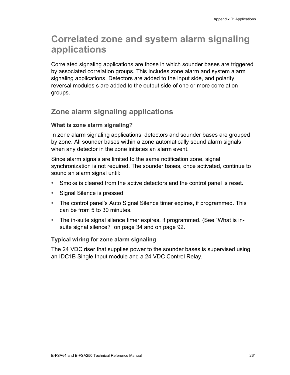 Zone alarm signaling applications | Edwards Signaling eFSA250 User Manual | Page 273 / 288