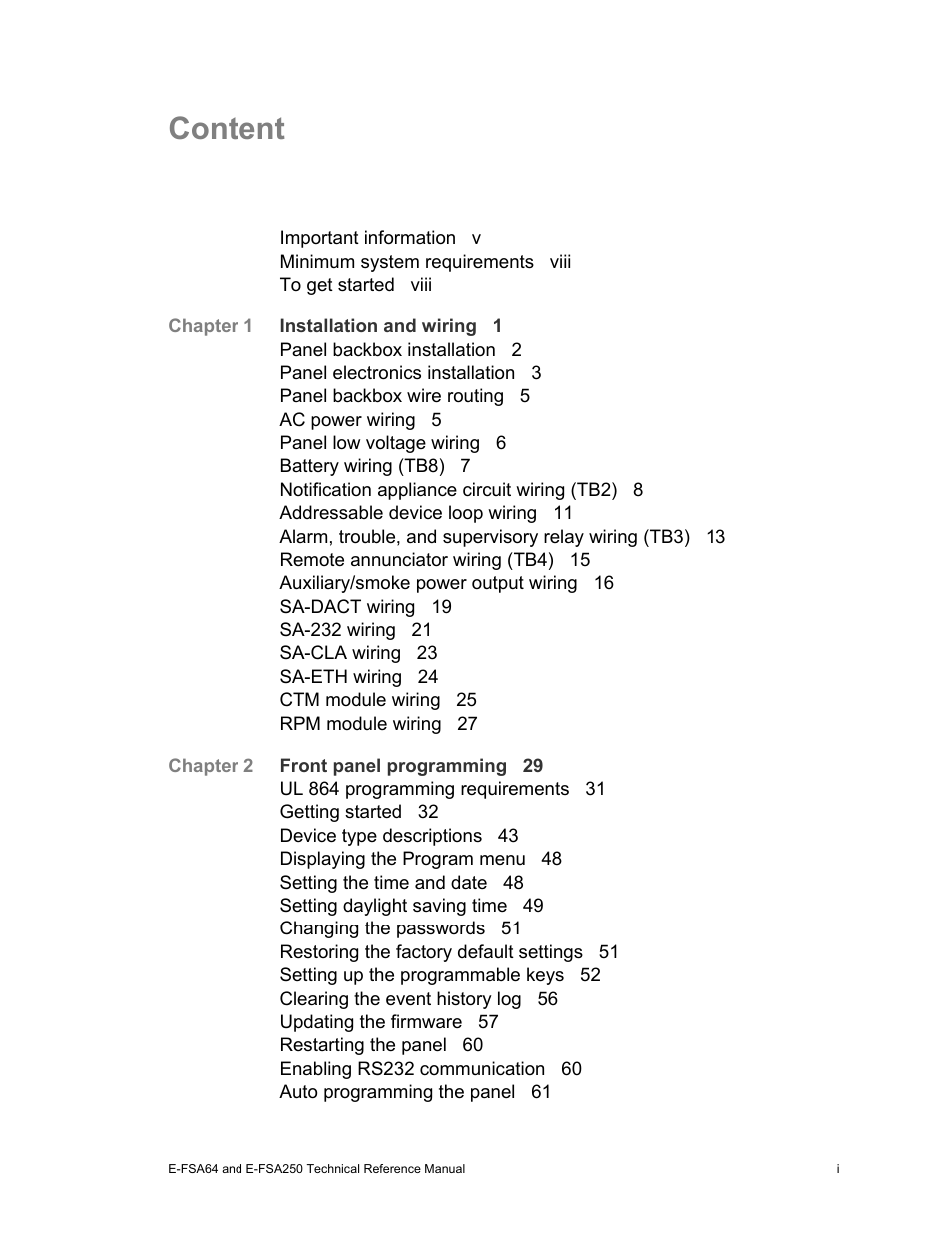 Content | Edwards Signaling eFSA250 User Manual | Page 3 / 288