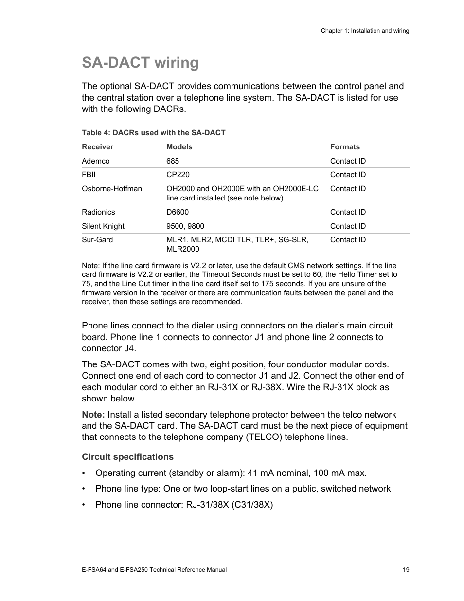 Sa-dact wiring | Edwards Signaling eFSA250 User Manual | Page 31 / 288