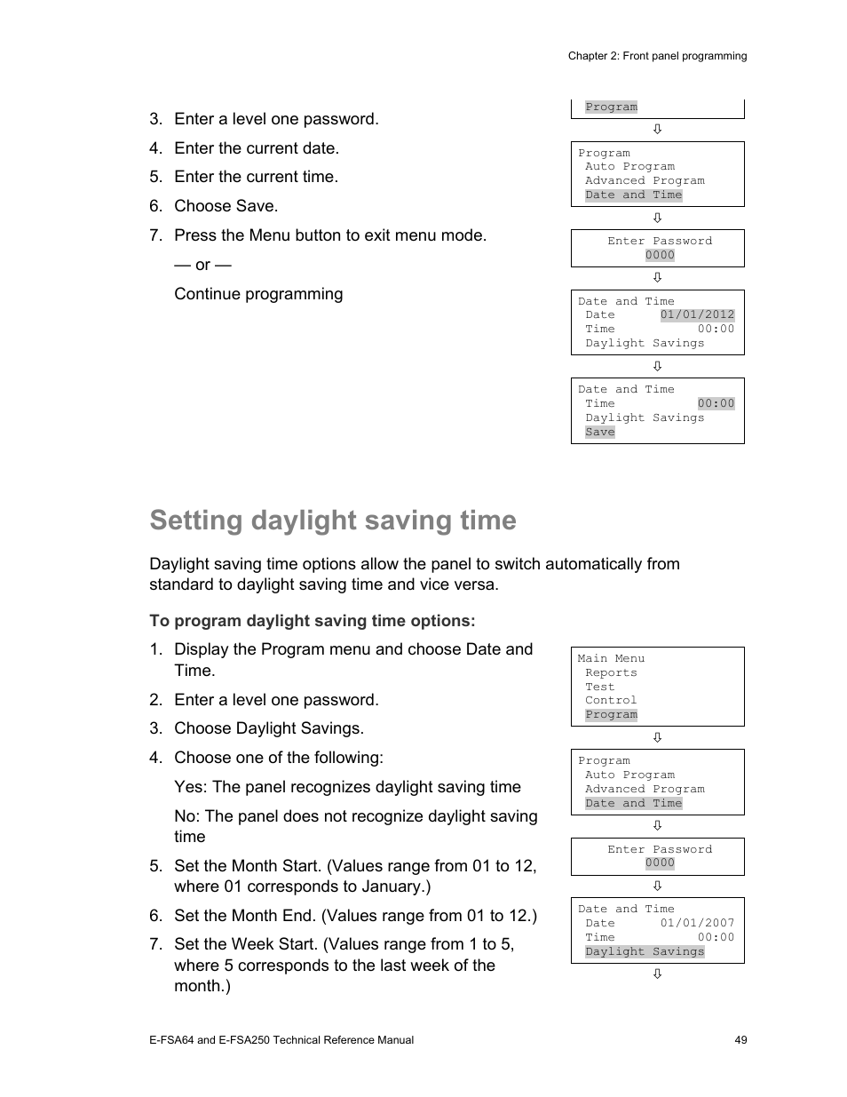Setting daylight saving time | Edwards Signaling eFSA250 User Manual | Page 61 / 288