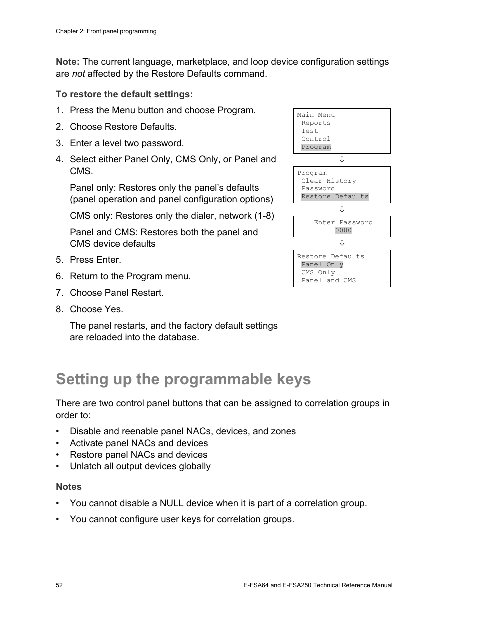 Setting up the programmable keys | Edwards Signaling eFSA250 User Manual | Page 64 / 288