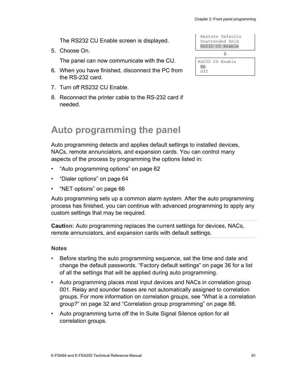 Auto programming the panel | Edwards Signaling eFSA250 User Manual | Page 73 / 288