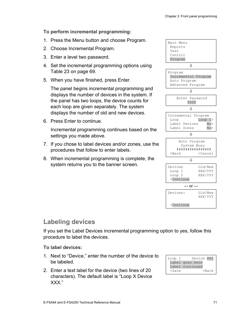 Labeling devices | Edwards Signaling eFSA250 User Manual | Page 83 / 288
