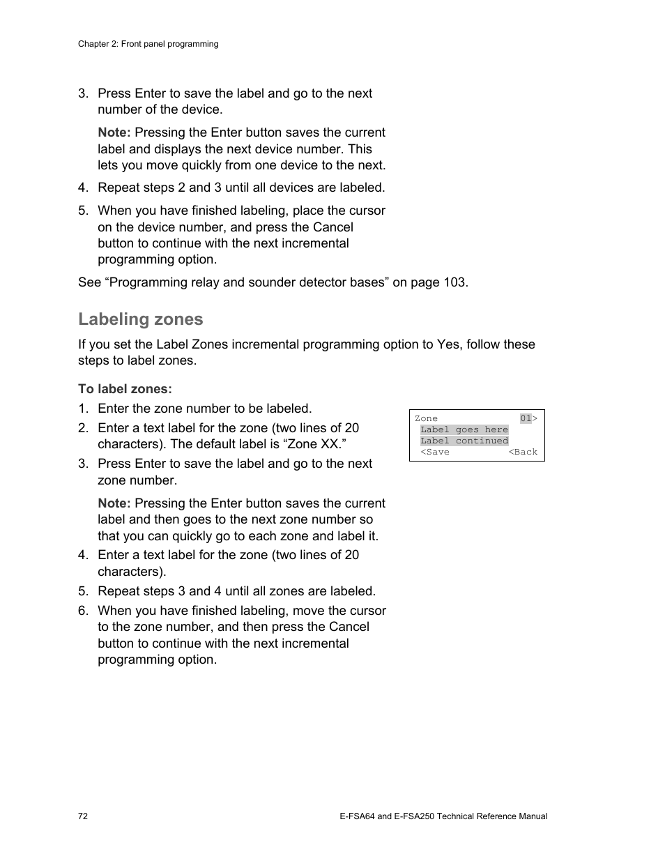 Labeling zones | Edwards Signaling eFSA250 User Manual | Page 84 / 288