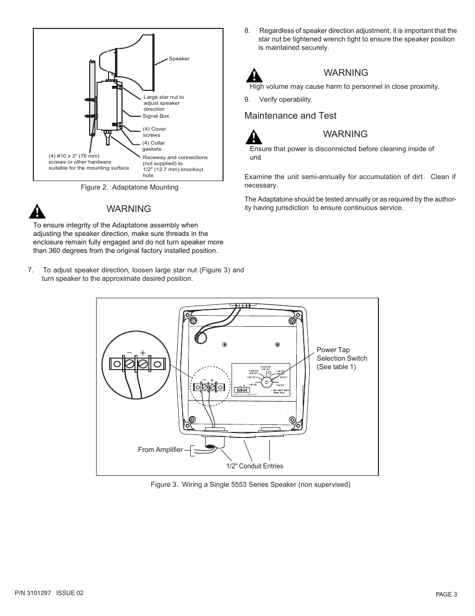 Maintenance and test, Warning | Edwards Signaling 5553 Series User Manual | Page 4 / 5