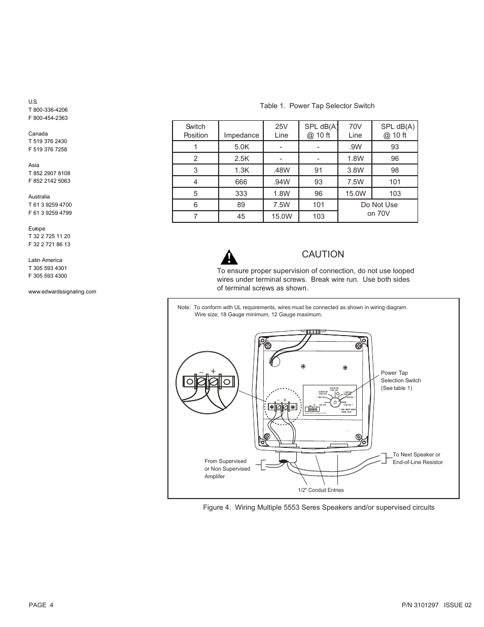 Caution | Edwards Signaling 5553 Series User Manual | Page 5 / 5