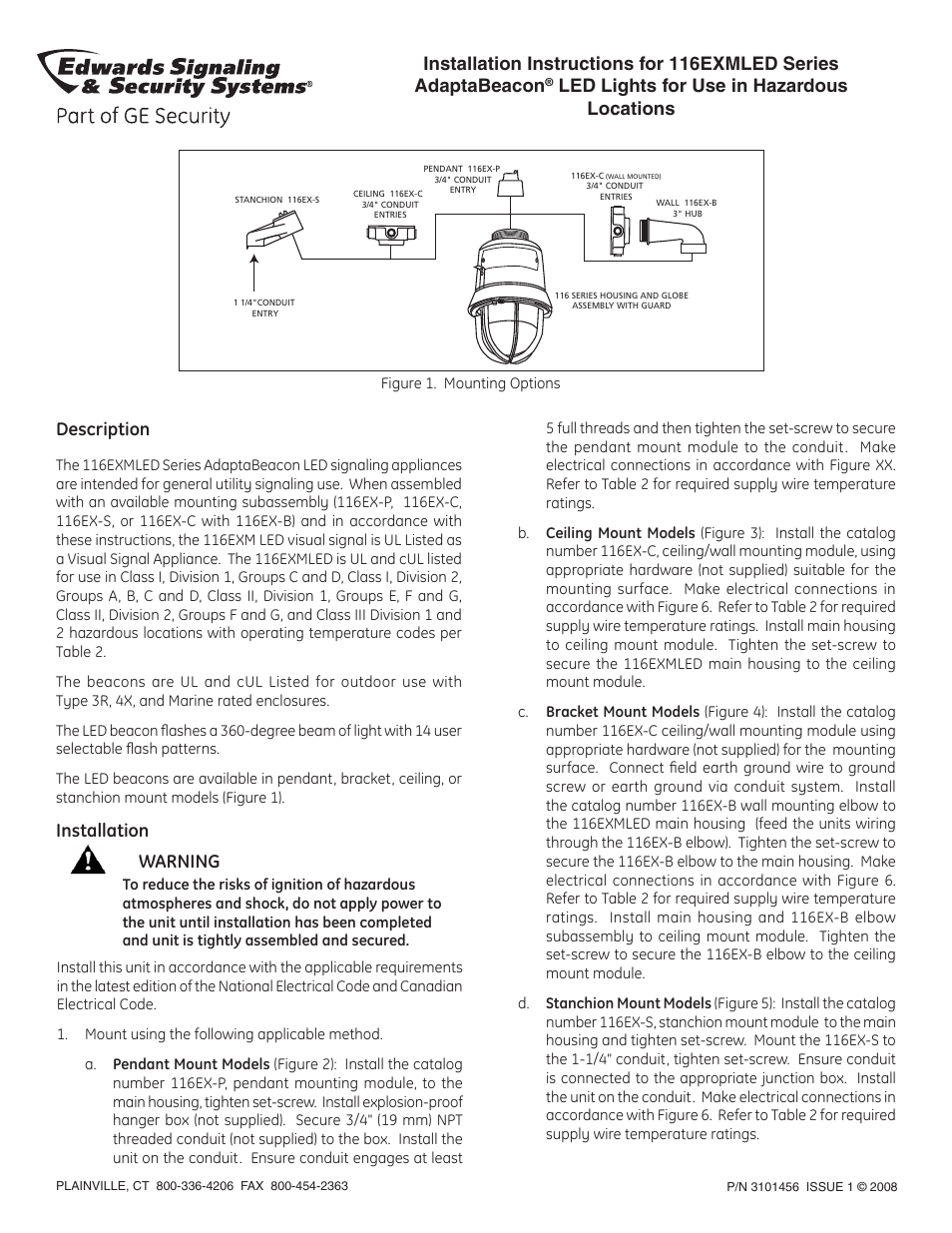 Edwards Signaling 116EXMLED Series User Manual | 5 pages
