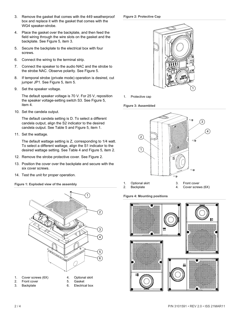 Edwards Signaling Genesis WG4 Speaker-Strobe User Manual | Page 2 / 4