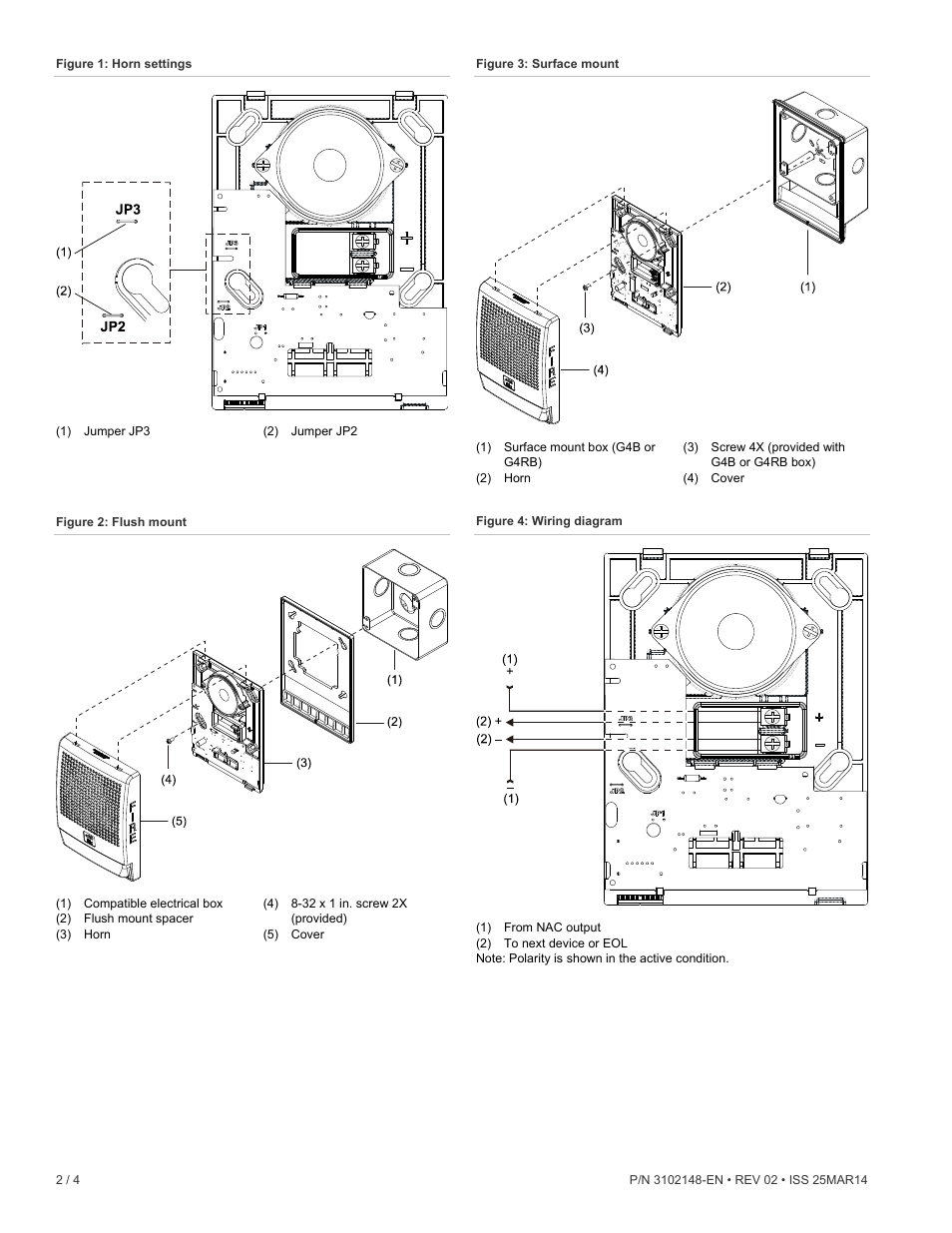 Edwards Signaling Genesis Low Frequency 520 Hz Horn User Manual | Page 2 / 4