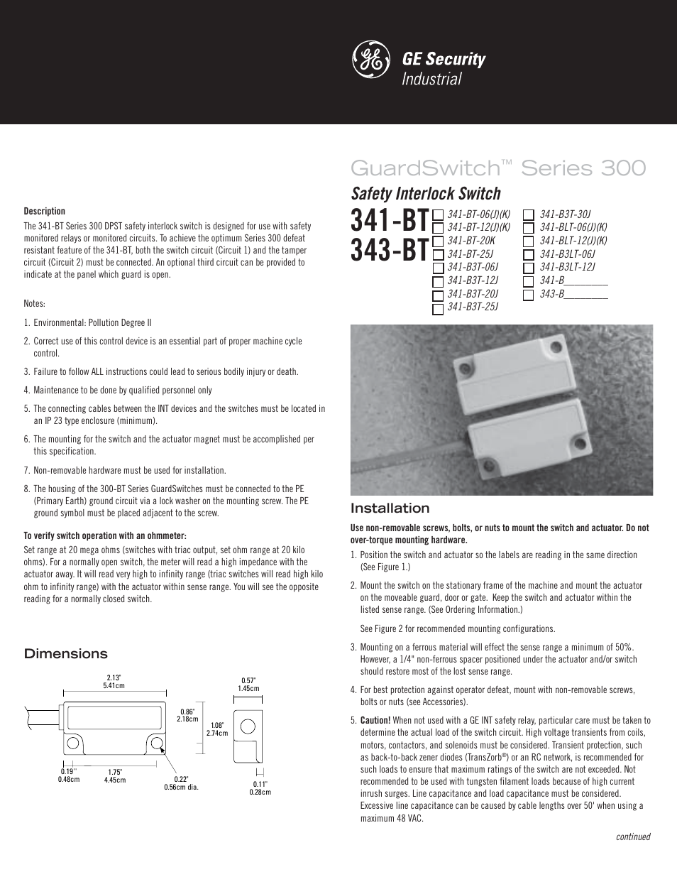 Edwards Signaling 343-BT User Manual | 4 pages