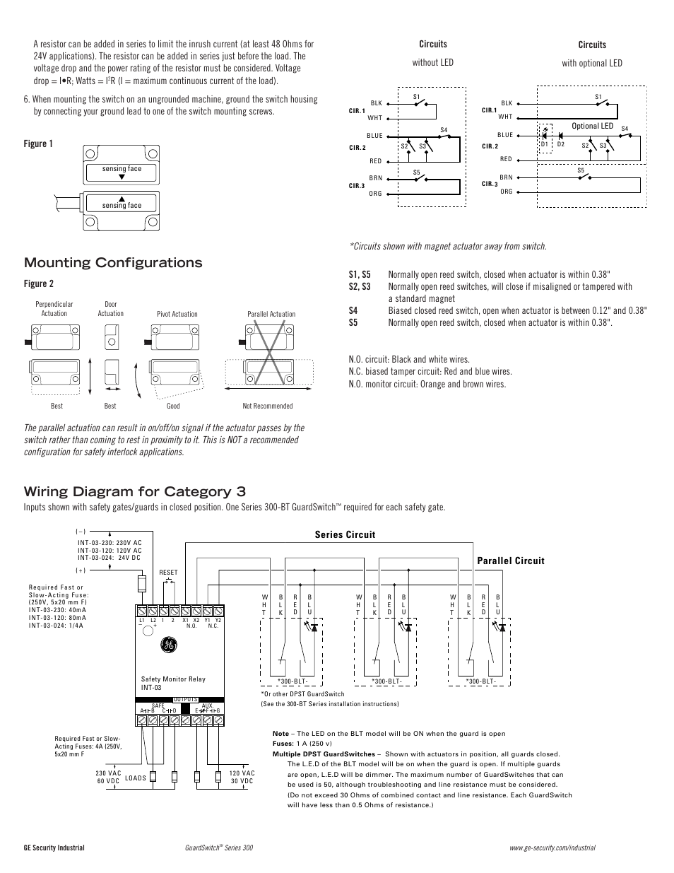Required for each safety gate, Series circuit parallel circuit, Figure 1 | Edwards Signaling 343-BT User Manual | Page 2 / 4