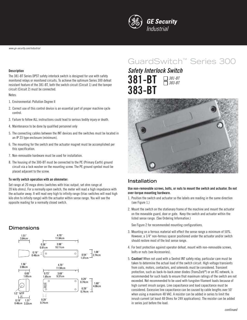 Edwards Signaling 383-BT User Manual | 4 pages