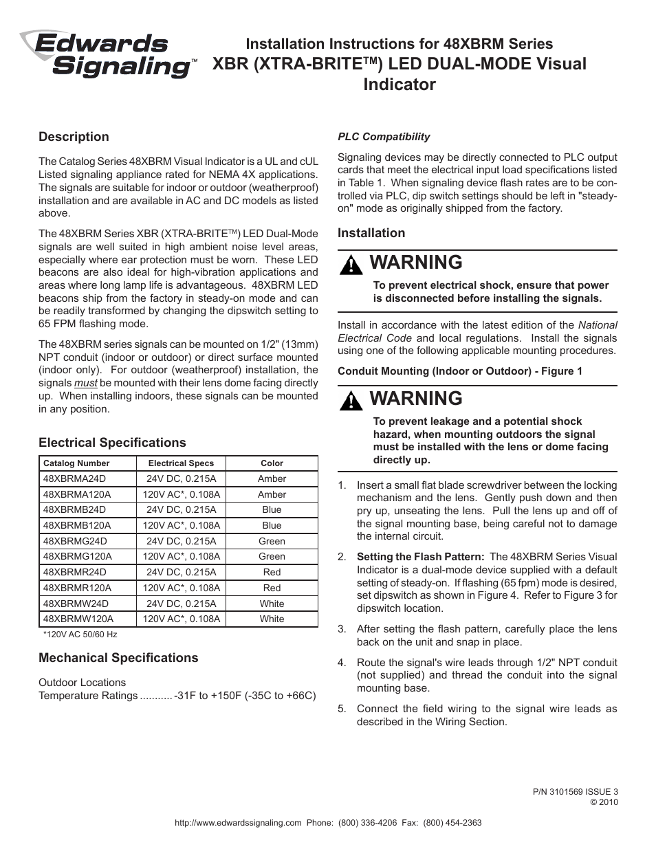 Edwards Signaling 48XBRM Series User Manual | 4 pages