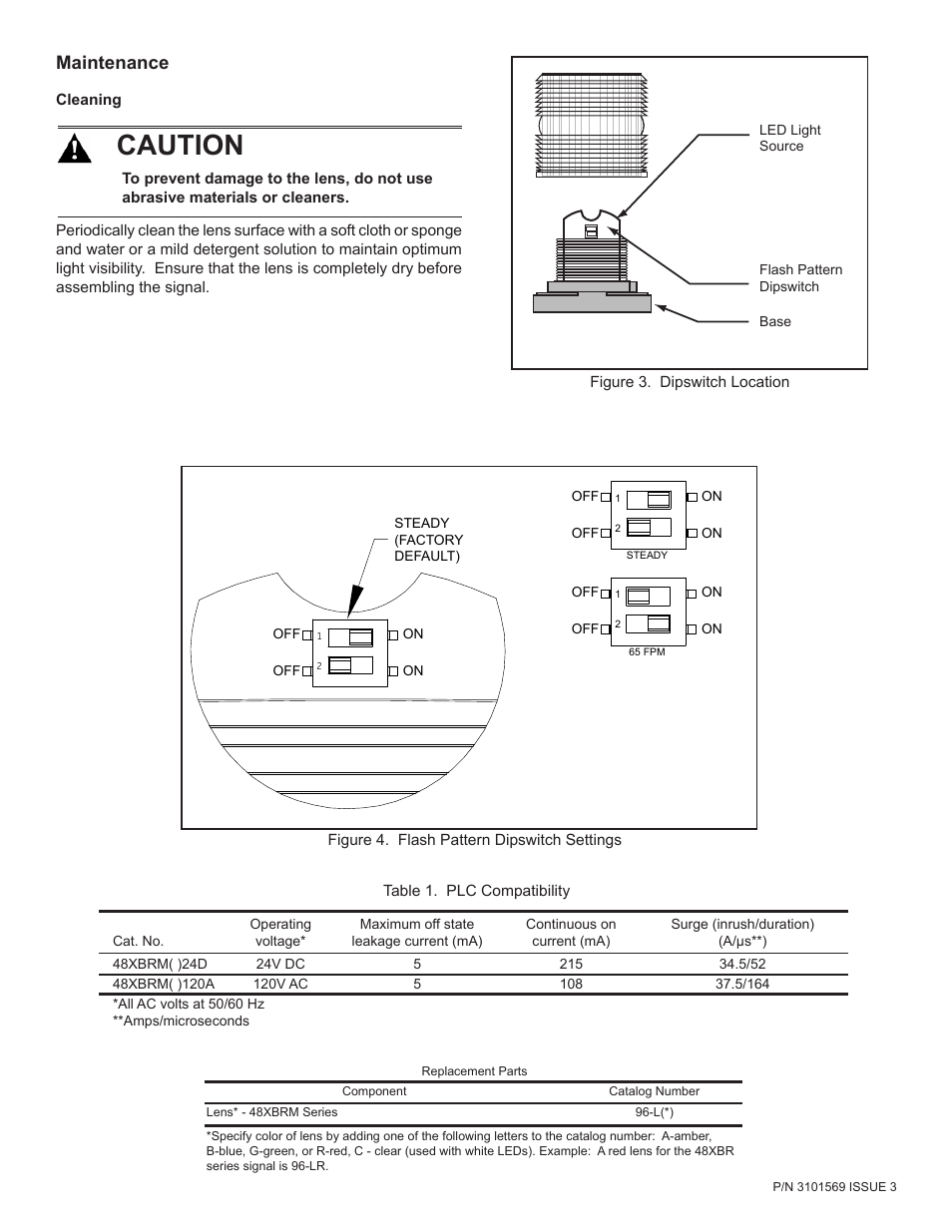 Caution, Maintenance | Edwards Signaling 48XBRM Series User Manual | Page 3 / 4