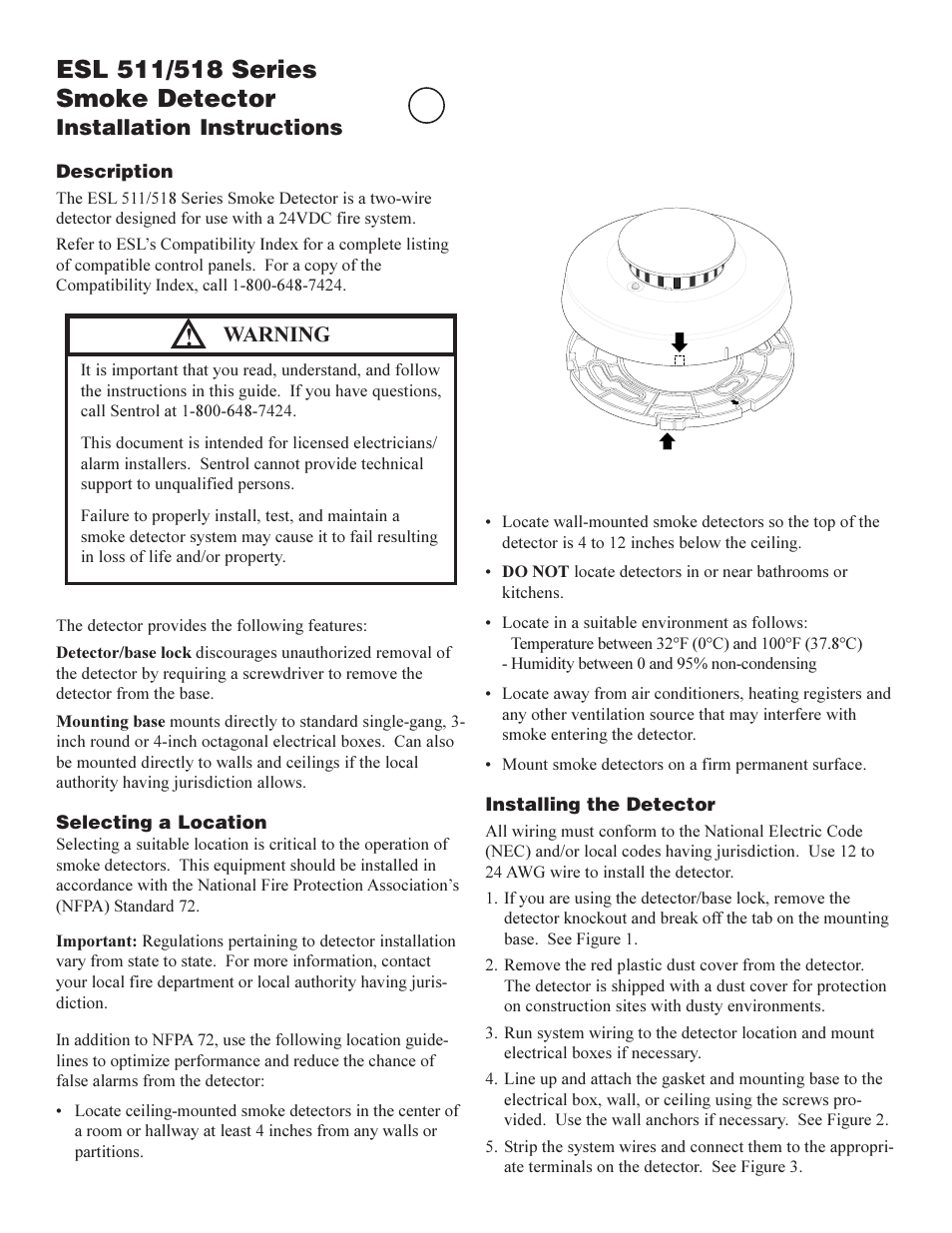 Edwards Signaling ESL 511 Series User Manual | 6 pages