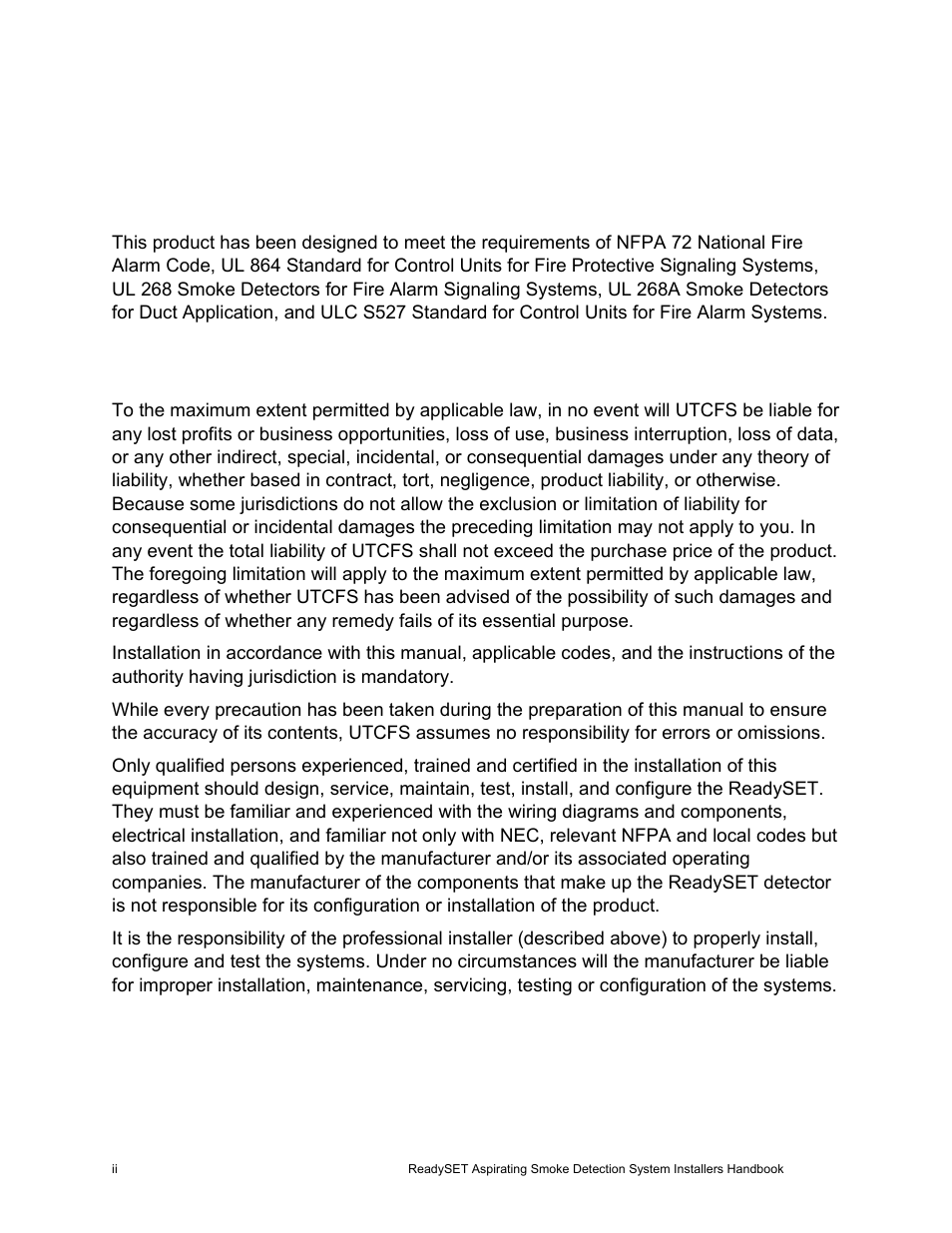 Important information, Regulatory information, Limitation of liability | Edwards Signaling ReadySet User Manual | Page 4 / 58