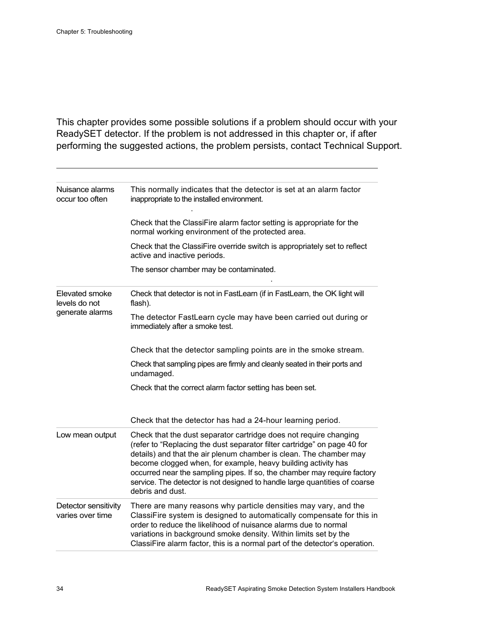 Troubleshooting, Troubleshooting the readyset detector | Edwards Signaling ReadySet User Manual | Page 42 / 58