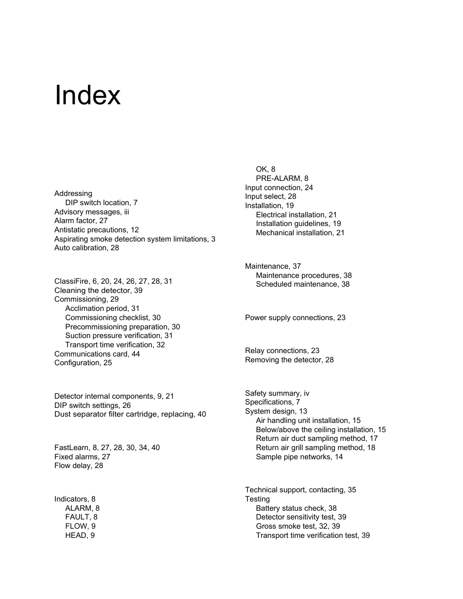 Index | Edwards Signaling ReadySet User Manual | Page 57 / 58