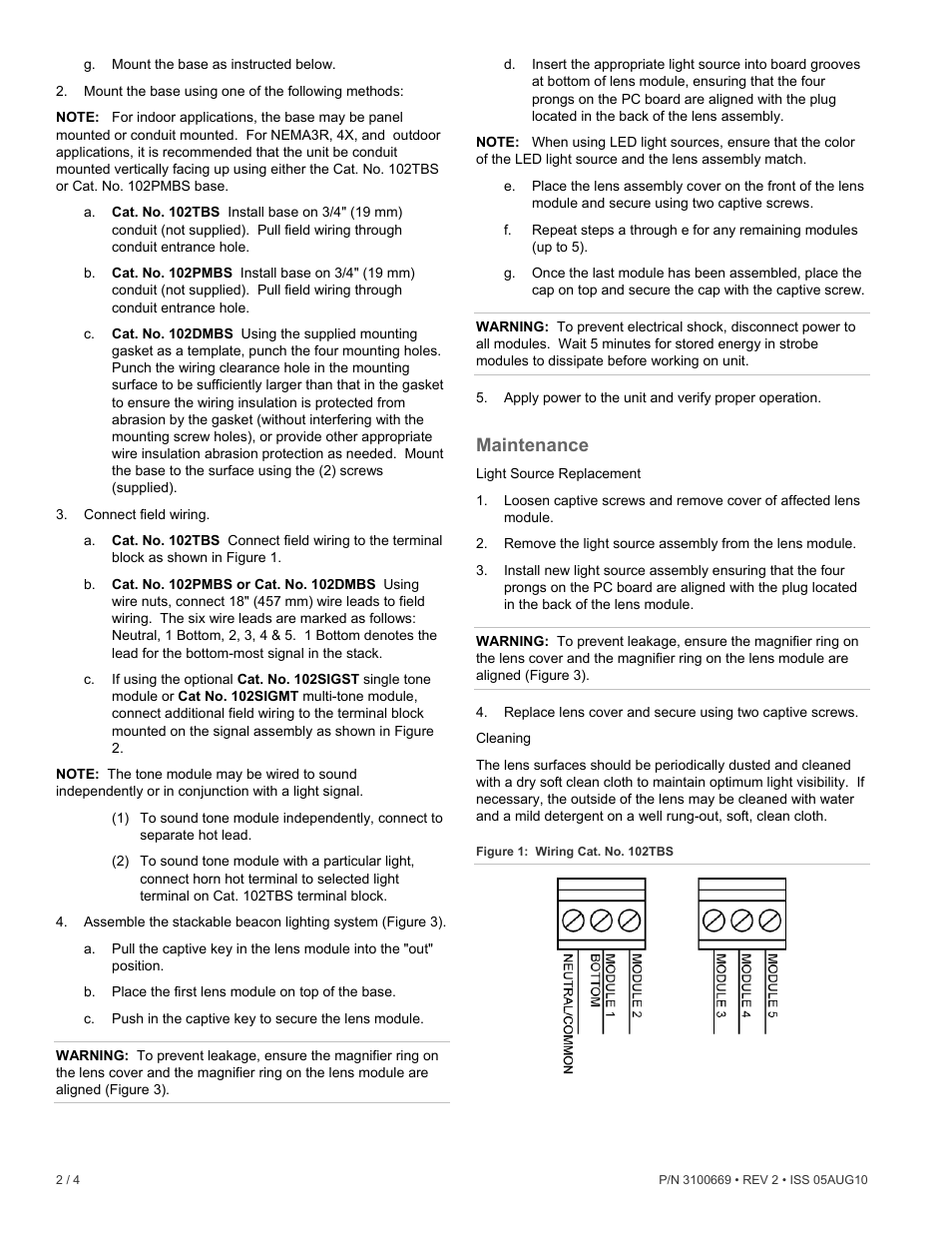 Maintenance | Edwards Signaling 102 Series User Manual | Page 2 / 5