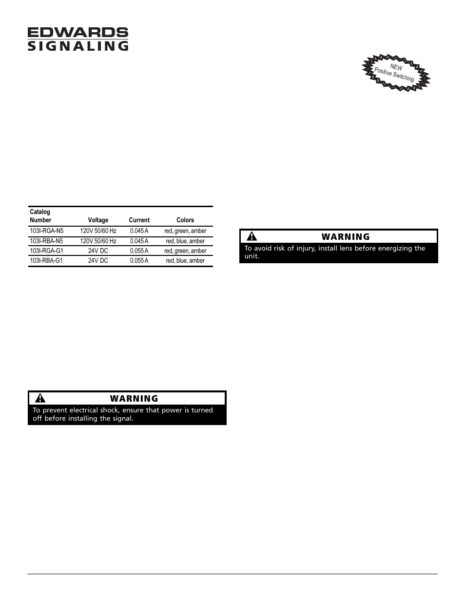 Edwards Signaling 103I Series User Manual | 3 pages