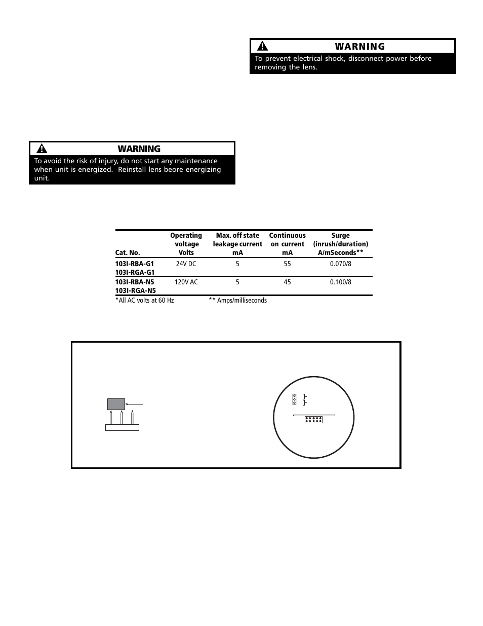 Maintenance warning, Warning | Edwards Signaling 103I Series User Manual | Page 2 / 3