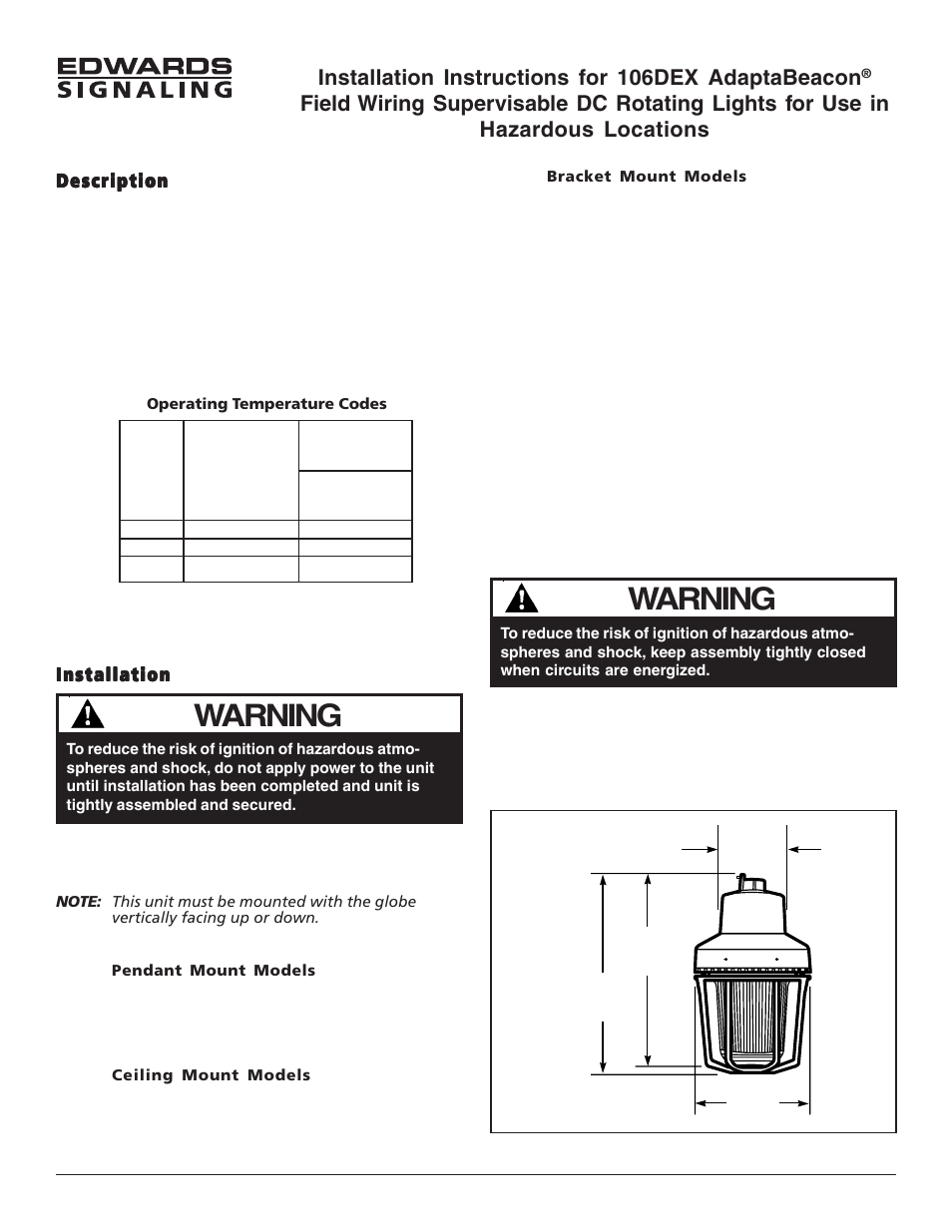 Edwards Signaling 106DEX User Manual | 4 pages