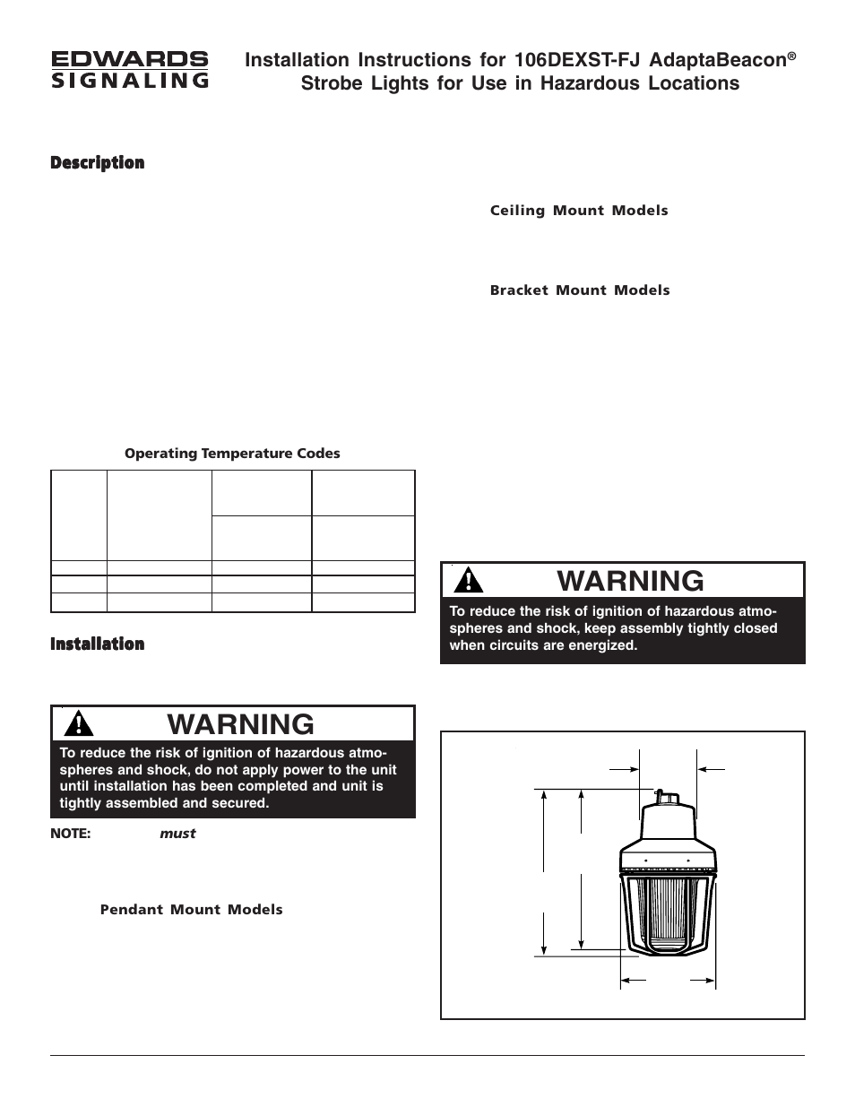 Edwards Signaling 106DEXST-FJ User Manual | 5 pages