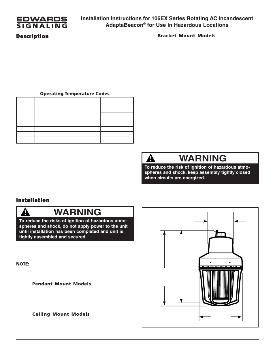 Edwards Signaling 106EX Series User Manual | 4 pages