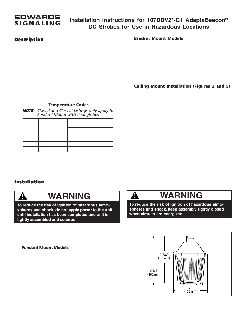 Edwards Signaling 107DDV2-G1 User Manual | 4 pages