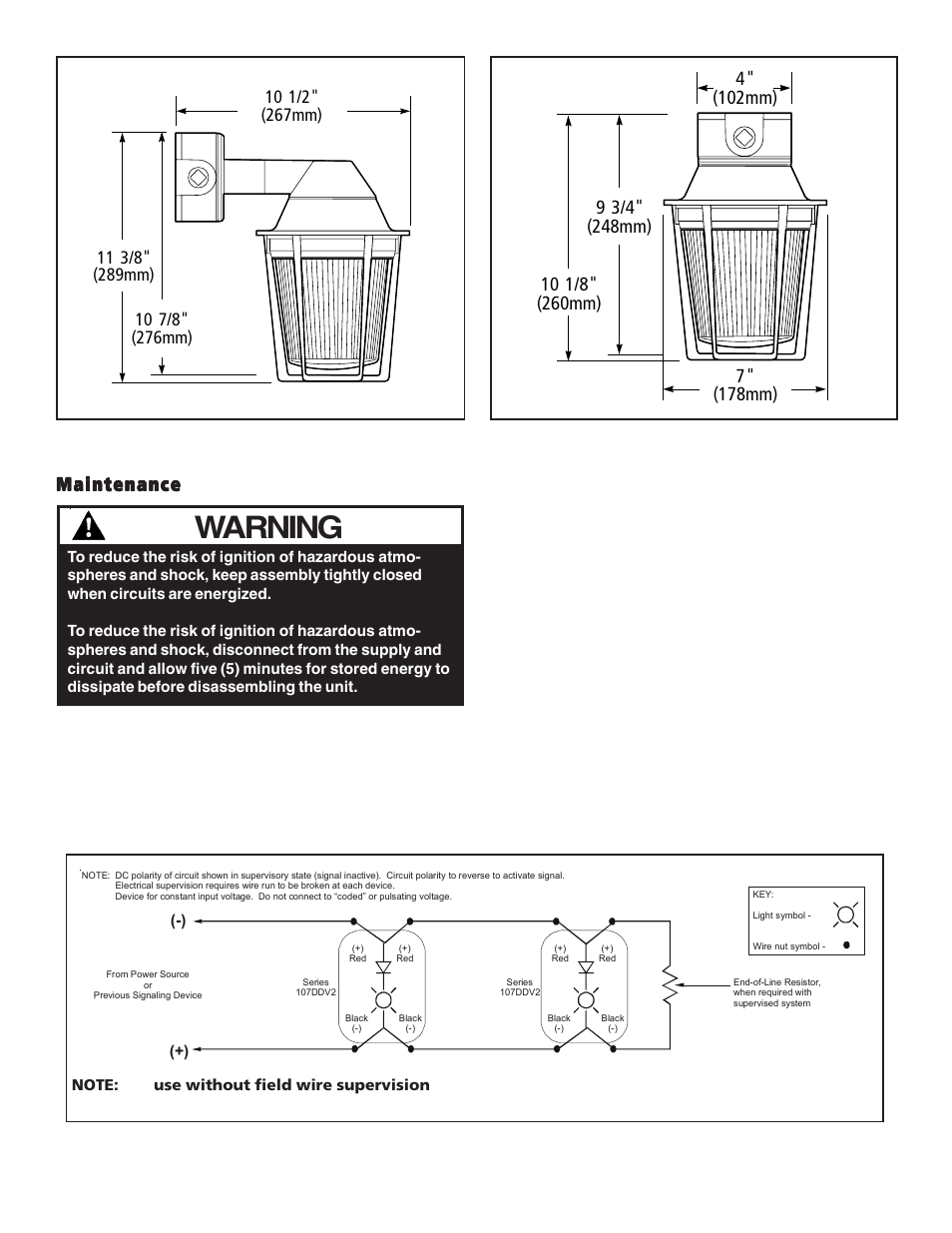 Warning, Maintenance | Edwards Signaling 107DDV2-G1 User Manual | Page 2 / 4